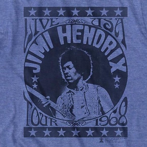 Jimi Hendrix Live USA Tour 1968 blues rock T-Shirt M NWT - Picture 2 of 2